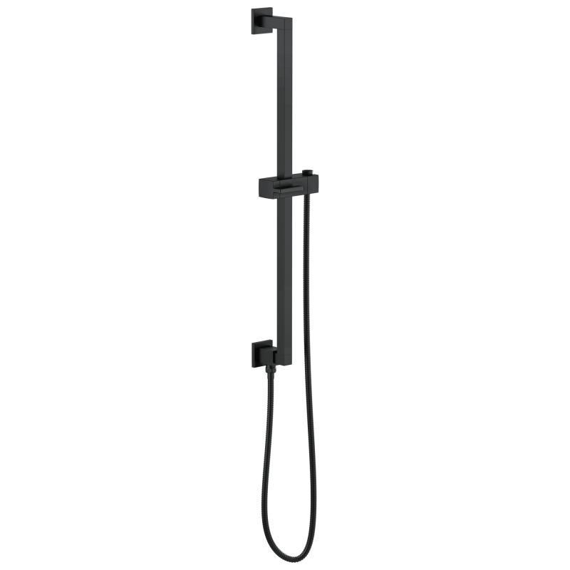 BRIZO Essential Shower Linear Square Slide Bar With Hose — Matte Black