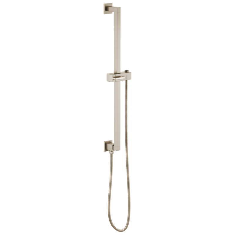 BRIZO Essential Shower Linear Square Slide Bar With Hose — Brushed Nickel