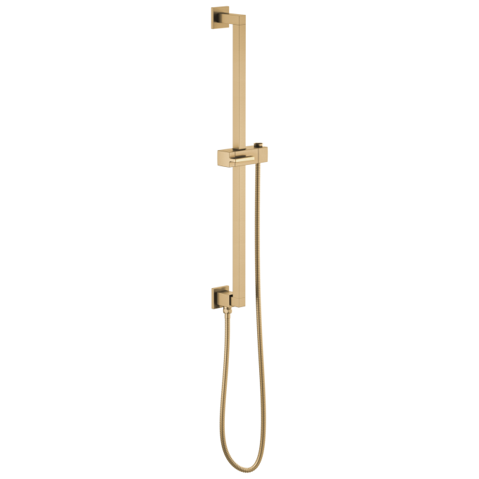 BRIZO Essential Shower Linear Square Slide Bar With Hose — Luxe Gold