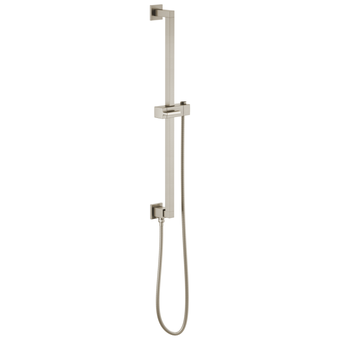 BRIZO Essential Shower Linear Square Slide Bar With Hose — Luxe Nickel