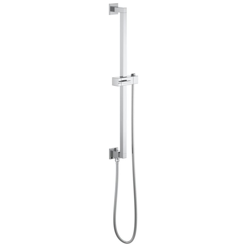 BRIZO Essential Shower Linear Square Slide Bar With Hose — Chrome
