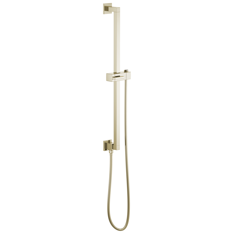 BRIZO Essential Shower Linear Square Slide Bar With Hose — Polished Nickel