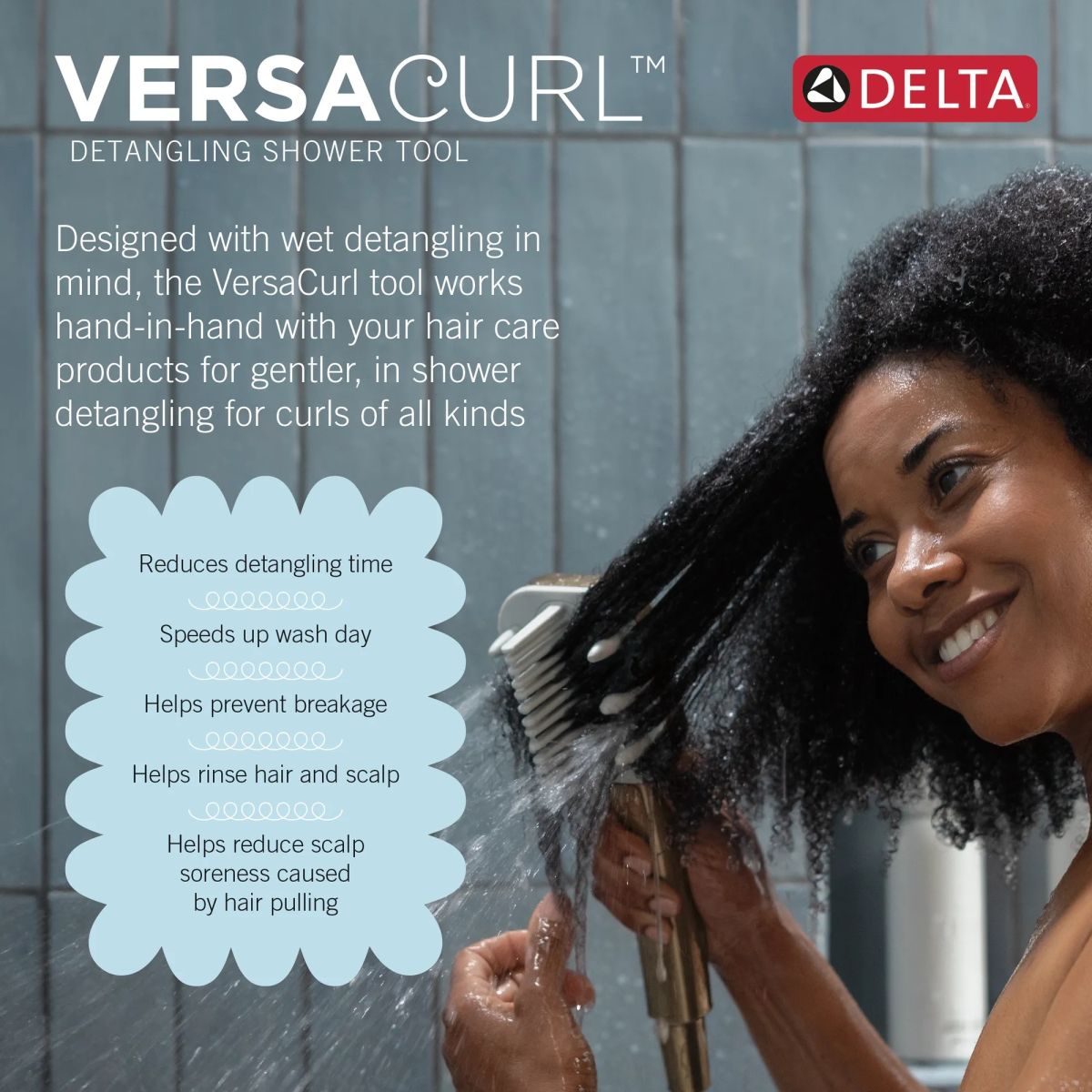 DELTA Universal Showering Components Detangling Shower Tool — Chrome