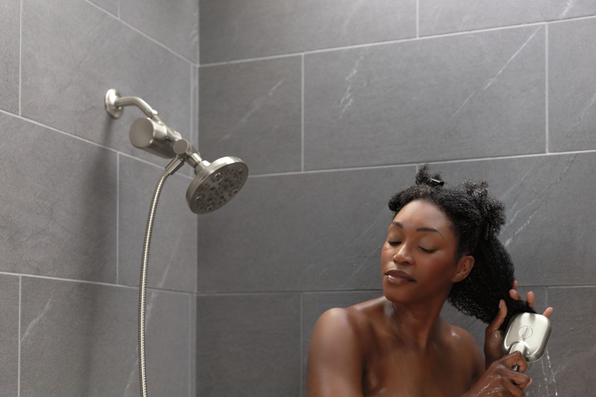 DELTA Universal Showering Components Detangling Shower Tool — Spotshield Brushed Nickel