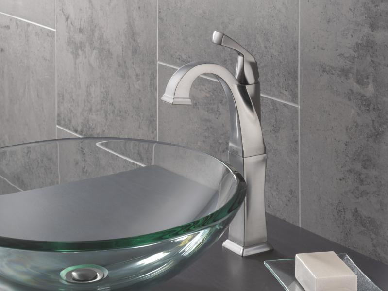 DELTA Dryden Single Handle Vessel Bathroom Faucet — Stainless
