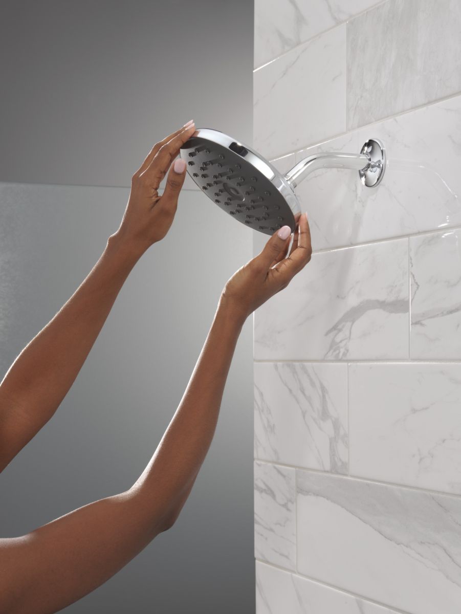 DELTA Universal Showering Components PivotPro Raincan Shower Head with TouchClean Spray Face — Chrome