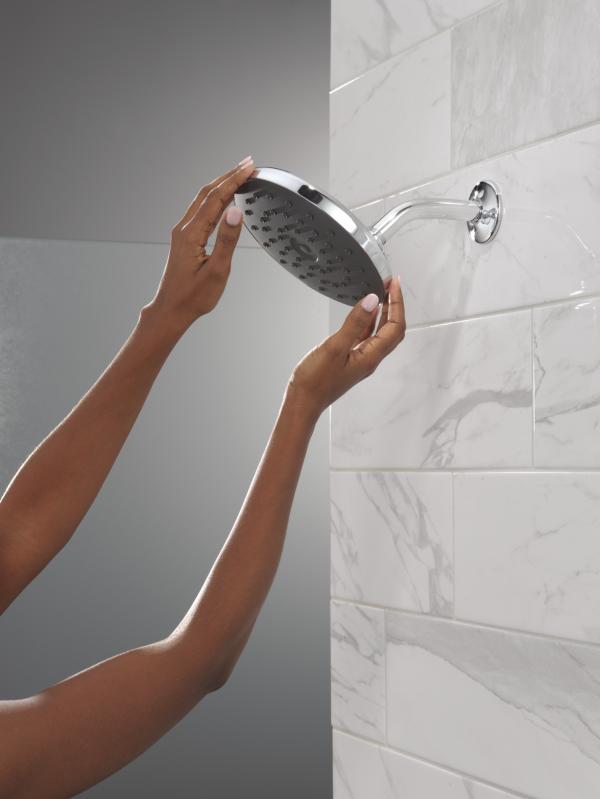 DELTA Universal Showering Components PivotPro Raincan Shower Head with TouchClean Spray Face — Chrome