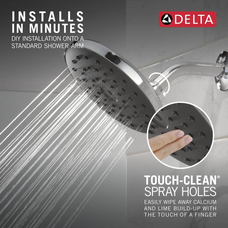DELTA Universal Showering Components PivotPro Raincan Shower Head with TouchClean Spray Face — Chrome