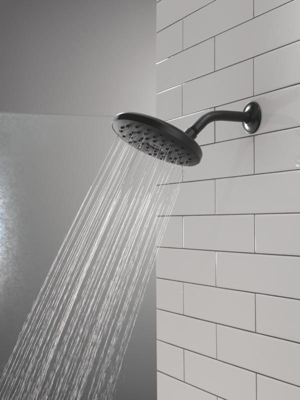 DELTA Universal Showering Components PivotPro Raincan Shower Head with TouchClean Spray Face — Matte Black