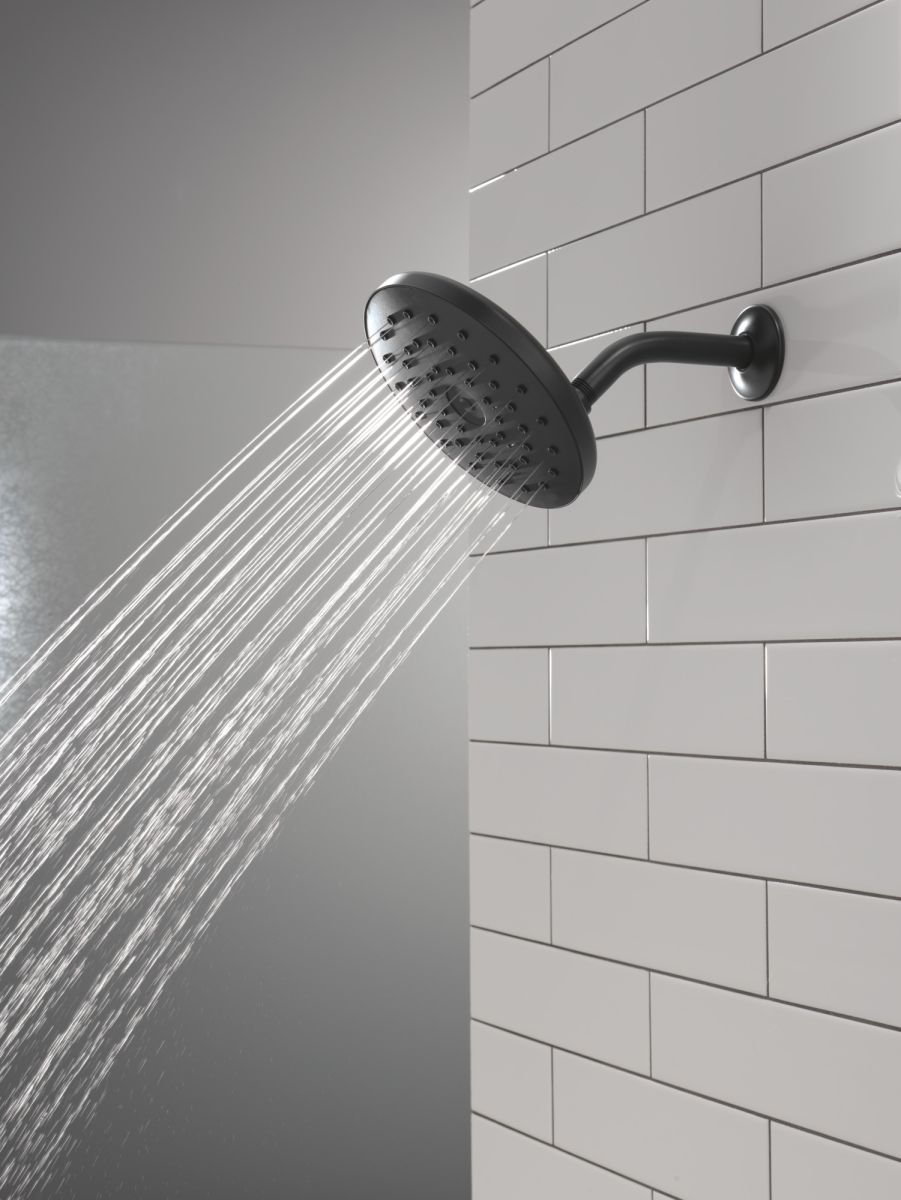 DELTA Universal Showering Components PivotPro Raincan Shower Head with TouchClean Spray Face — Matte Black