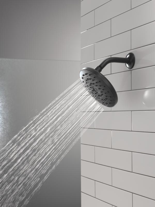 DELTA Universal Showering Components PivotPro Raincan Shower Head with TouchClean Spray Face — Matte Black