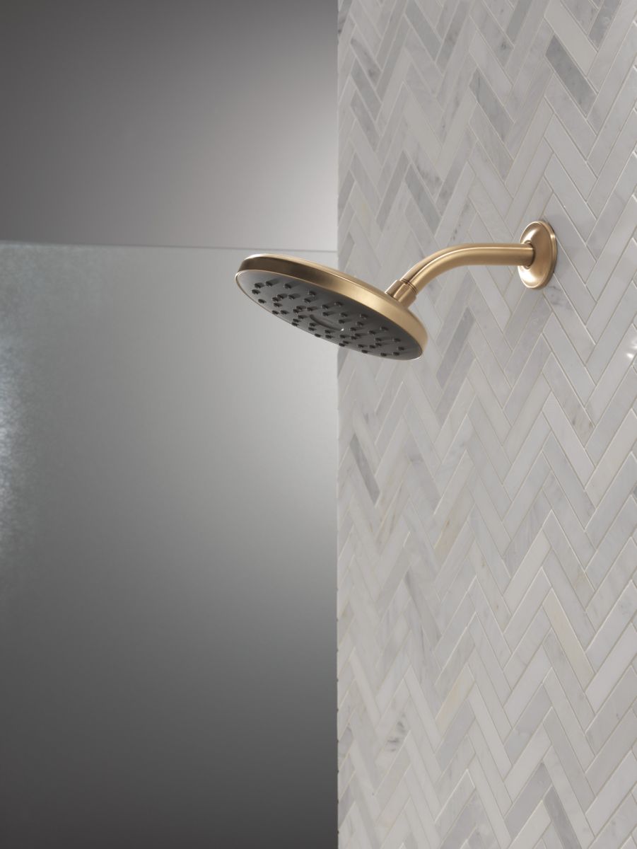 DELTA Universal Showering Components PivotPro Raincan Shower Head with TouchClean Spray Face — Champagne Bronze
