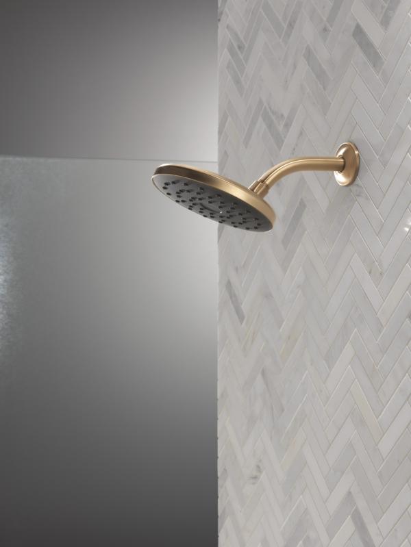DELTA Universal Showering Components PivotPro Raincan Shower Head with TouchClean Spray Face — Champagne Bronze