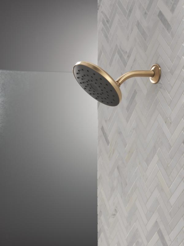 DELTA Universal Showering Components PivotPro Raincan Shower Head with TouchClean Spray Face — Champagne Bronze