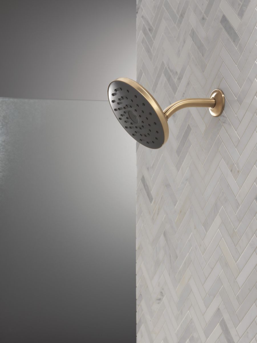 DELTA Universal Showering Components PivotPro Raincan Shower Head with TouchClean Spray Face — Champagne Bronze
