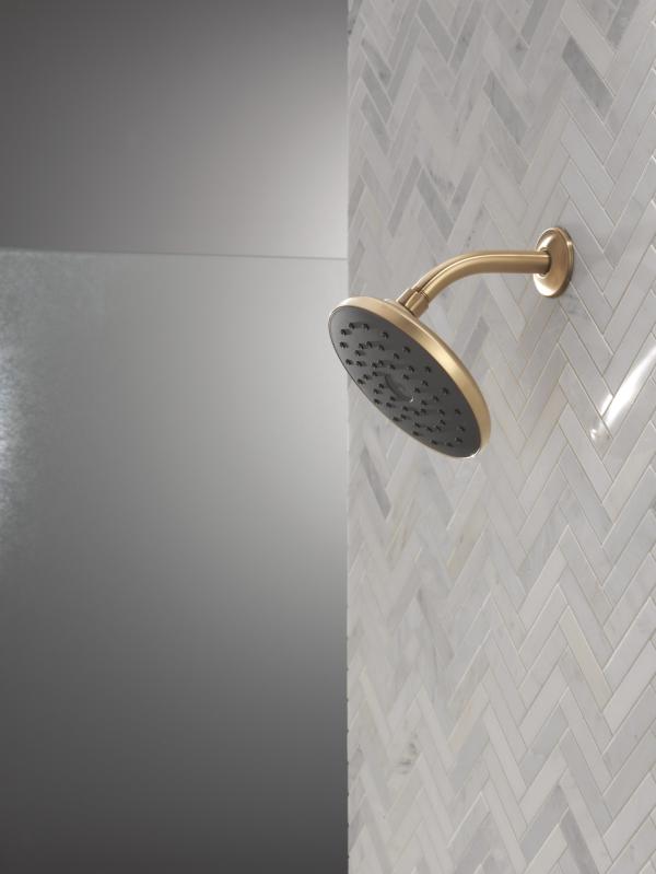 DELTA Universal Showering Components PivotPro Raincan Shower Head with TouchClean Spray Face — Champagne Bronze