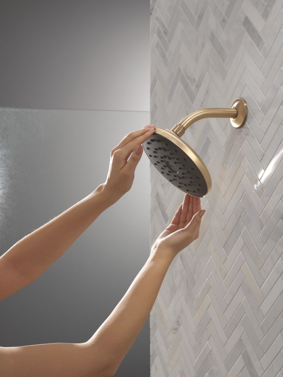 DELTA Universal Showering Components PivotPro Raincan Shower Head with TouchClean Spray Face — Champagne Bronze