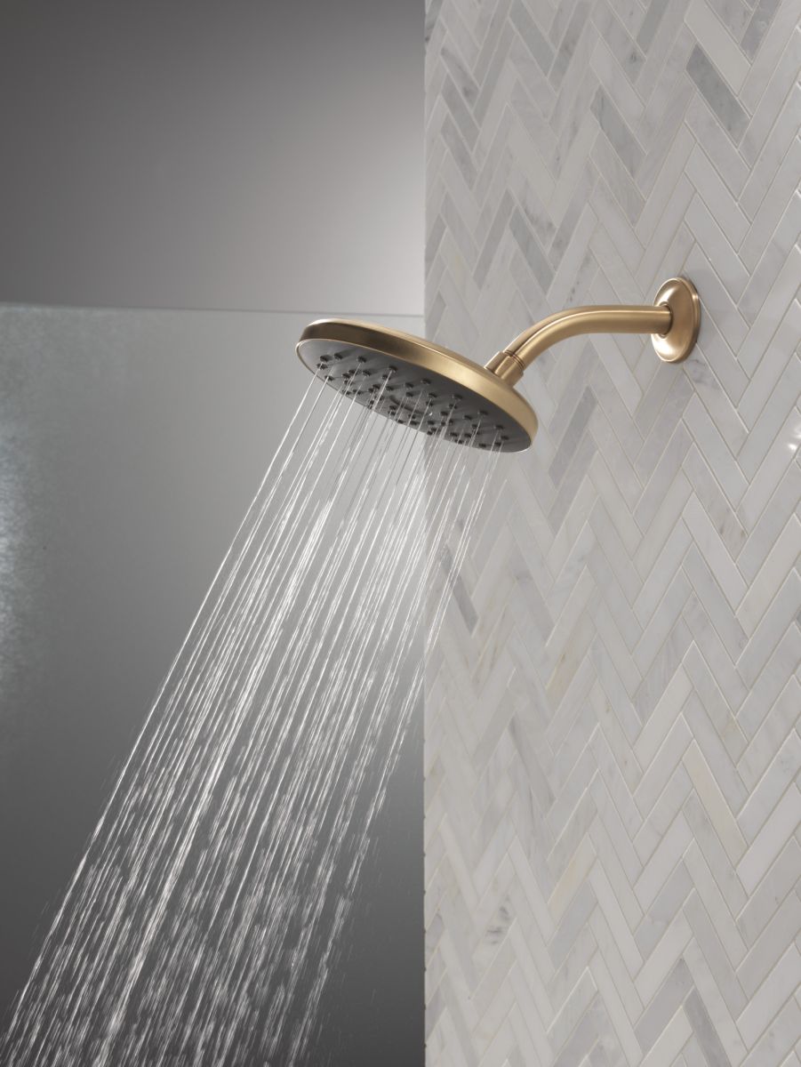 DELTA Universal Showering Components PivotPro Raincan Shower Head with TouchClean Spray Face — Champagne Bronze