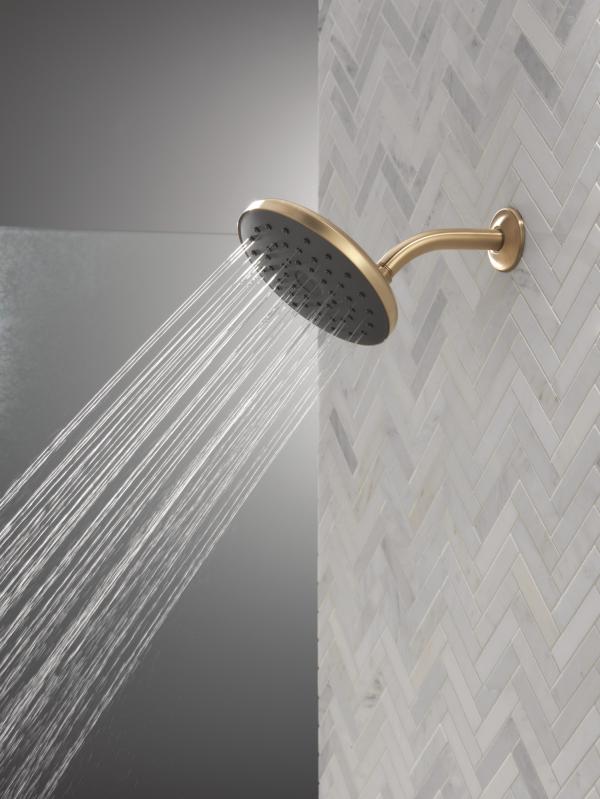 DELTA Universal Showering Components PivotPro Raincan Shower Head with TouchClean Spray Face — Champagne Bronze