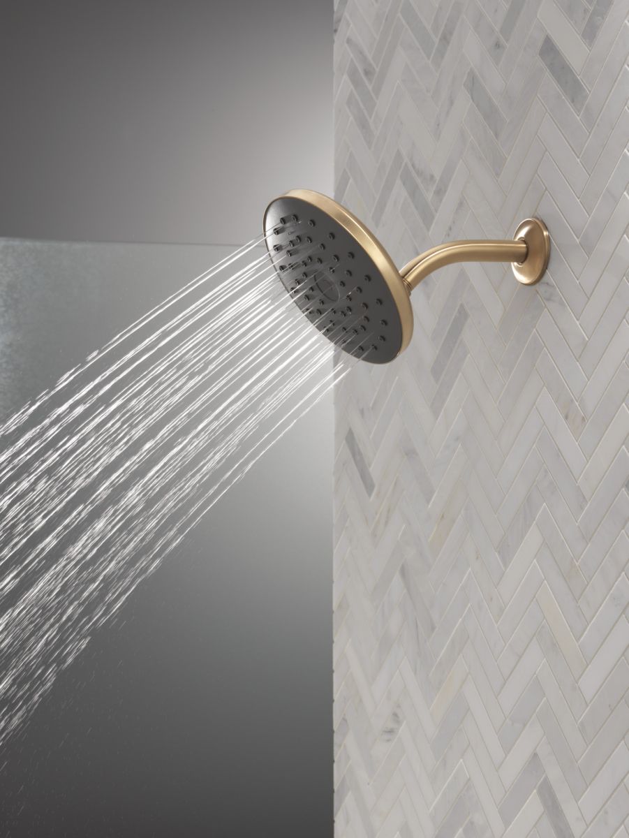 DELTA Universal Showering Components PivotPro Raincan Shower Head with TouchClean Spray Face — Champagne Bronze