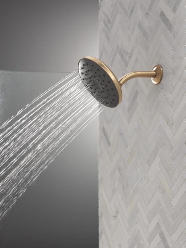 DELTA Universal Showering Components PivotPro Raincan Shower Head with TouchClean Spray Face — Champagne Bronze