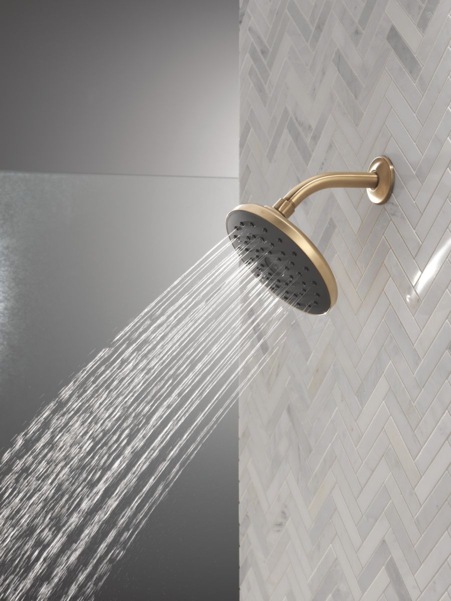 DELTA Universal Showering Components PivotPro Raincan Shower Head with TouchClean Spray Face — Champagne Bronze