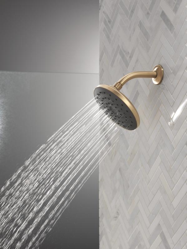 DELTA Universal Showering Components PivotPro Raincan Shower Head with TouchClean Spray Face — Champagne Bronze
