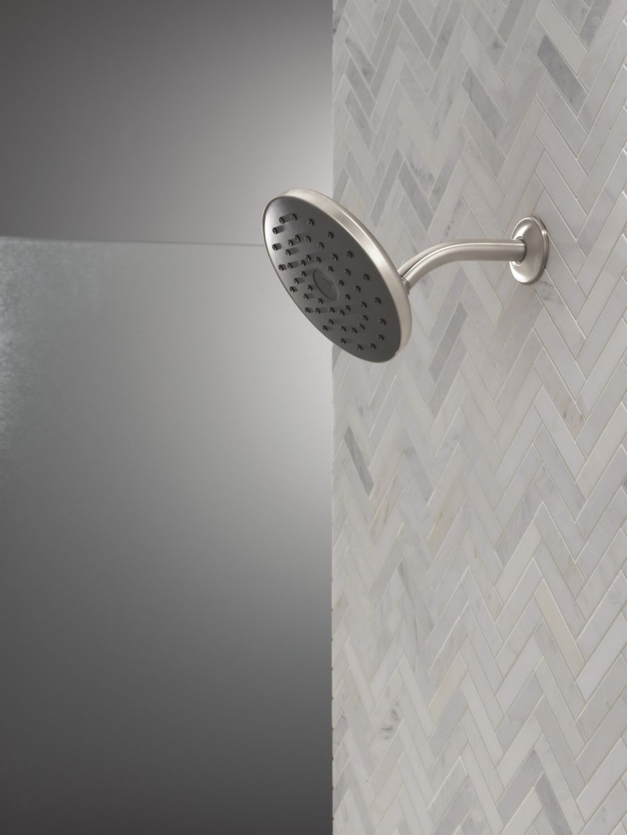 DELTA Universal Showering Components PivotPro Raincan Shower Head with TouchClean Spray Face — Spotshield Brushed Nickel