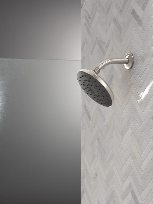 DELTA Universal Showering Components PivotPro Raincan Shower Head with TouchClean Spray Face — Spotshield Brushed Nickel