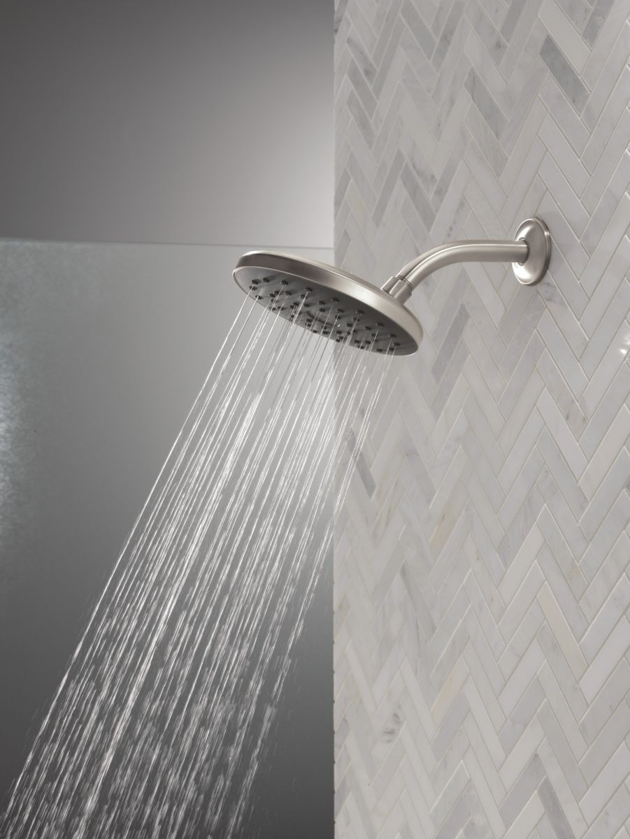 DELTA Universal Showering Components PivotPro Raincan Shower Head with TouchClean Spray Face — Spotshield Brushed Nickel