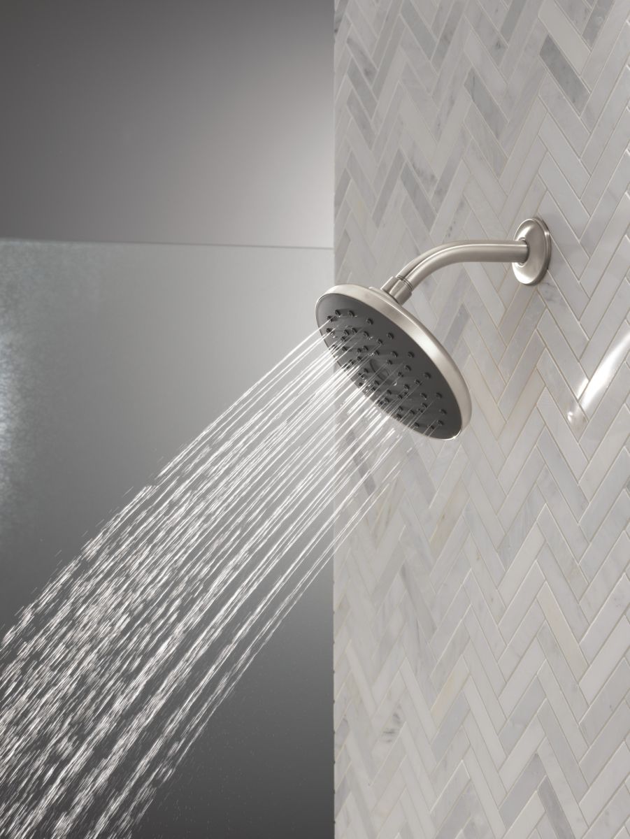 DELTA Universal Showering Components PivotPro Raincan Shower Head with TouchClean Spray Face — Spotshield Brushed Nickel