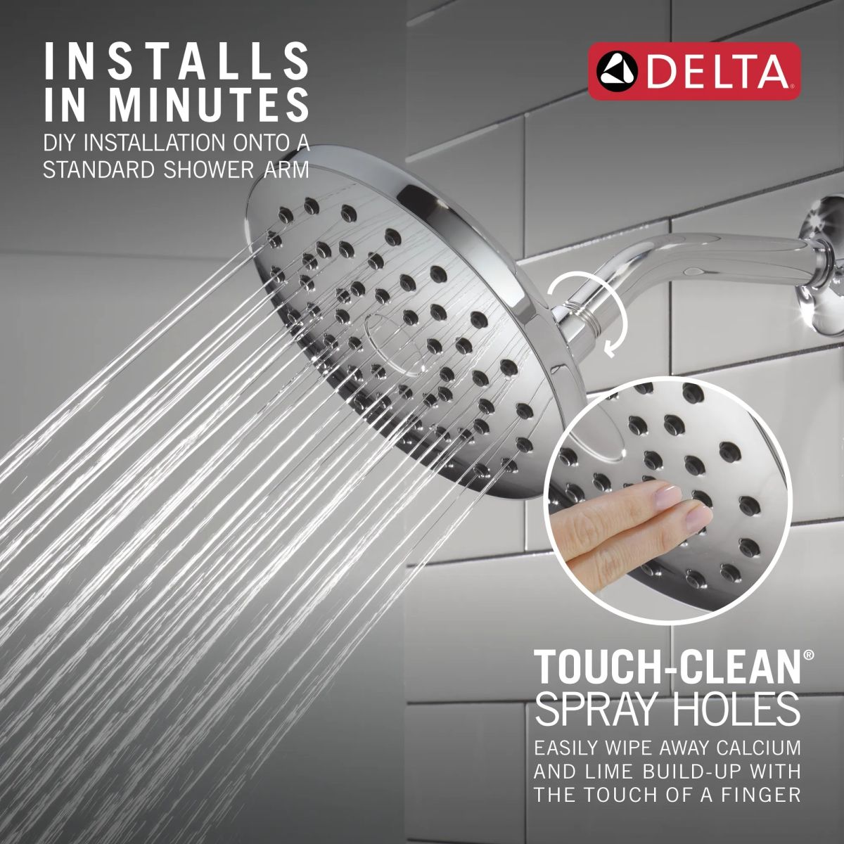 DELTA Universal Showering Components PivotPro Raincan Shower Head — Chrome