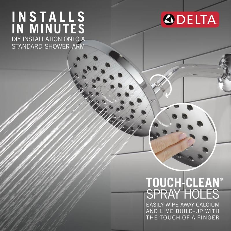 DELTA Universal Showering Components PivotPro Raincan Shower Head — Chrome