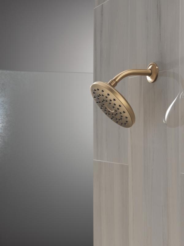DELTA Universal Showering Components PivotPro Raincan Shower Head — Champagne Bronze