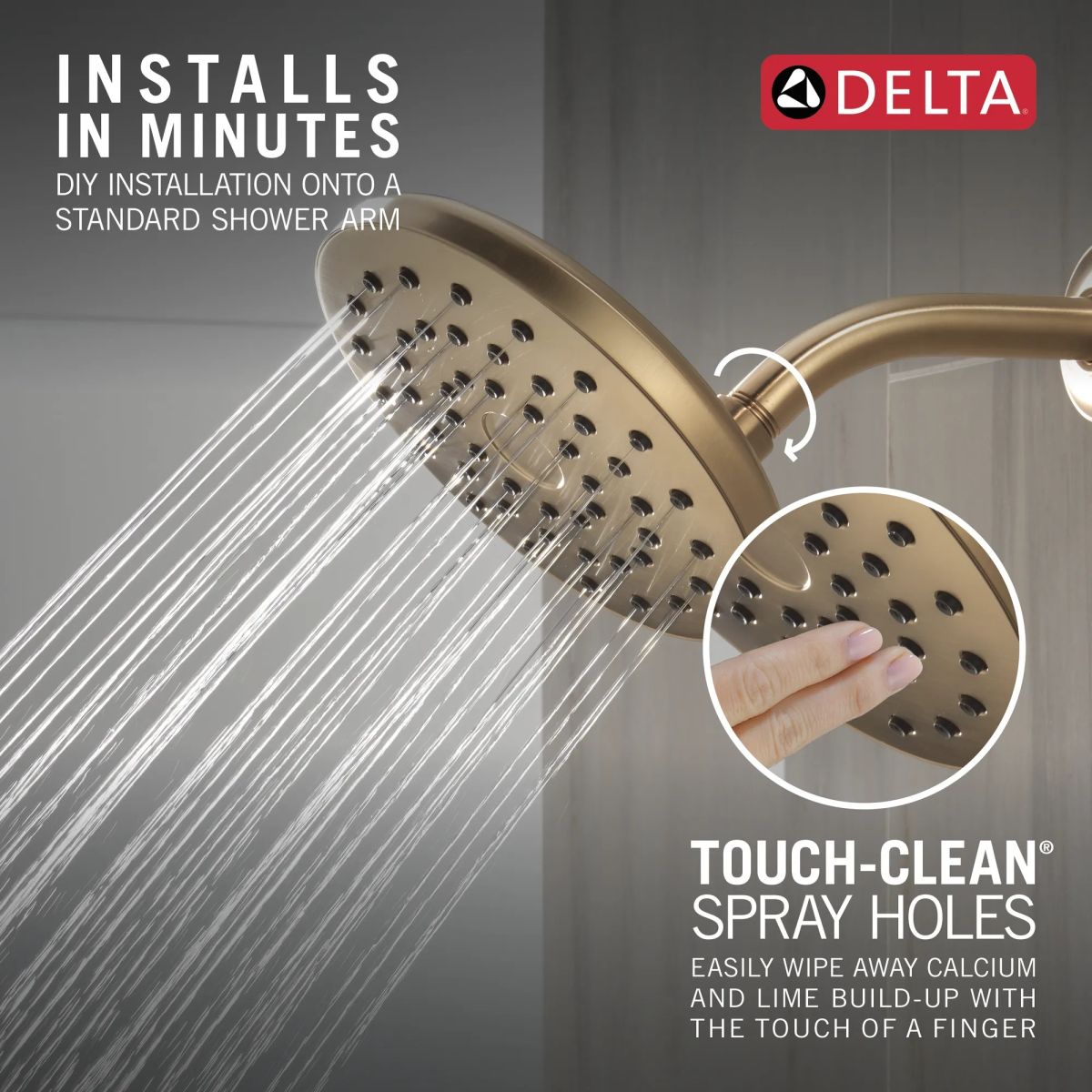 DELTA Universal Showering Components PivotPro Raincan Shower Head — Champagne Bronze
