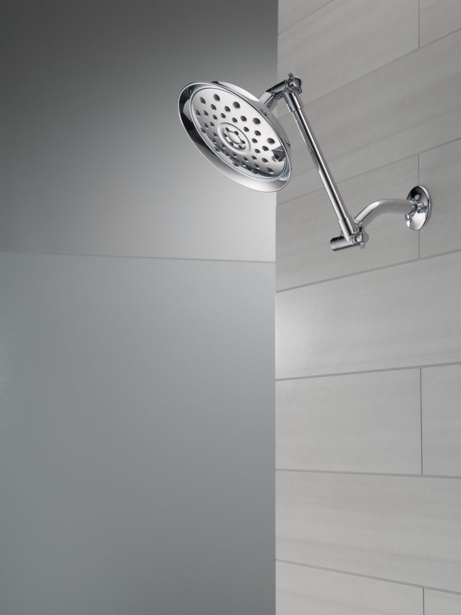 DELTA Universal Showering Components Bell Shower Head with Adjustable Arm Extender — Chrome