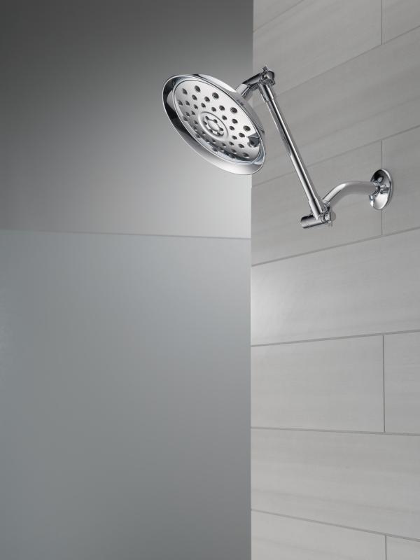 DELTA Universal Showering Components Bell Shower Head with Adjustable Arm Extender — Chrome