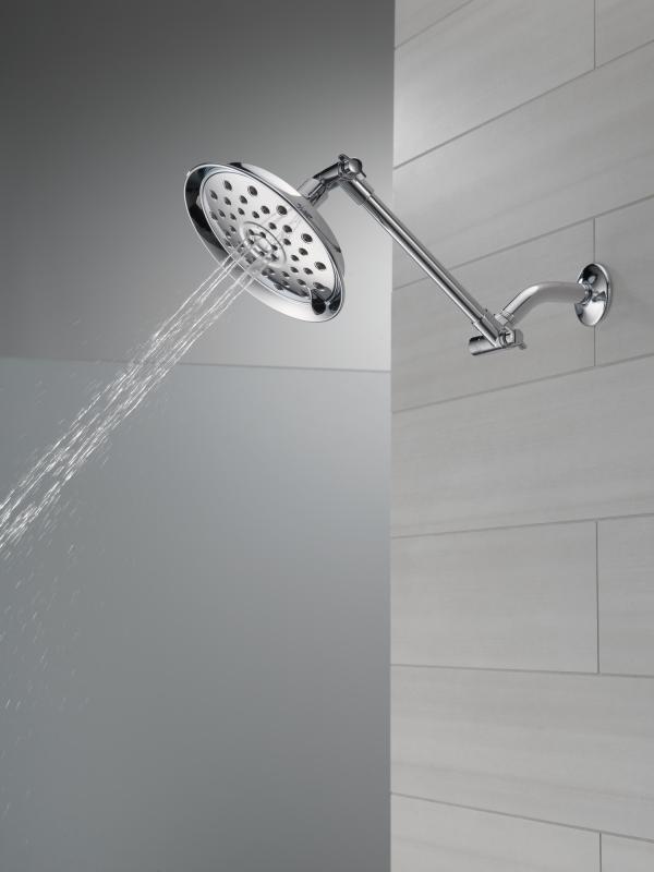 DELTA Universal Showering Components Bell Shower Head with Adjustable Arm Extender — Chrome