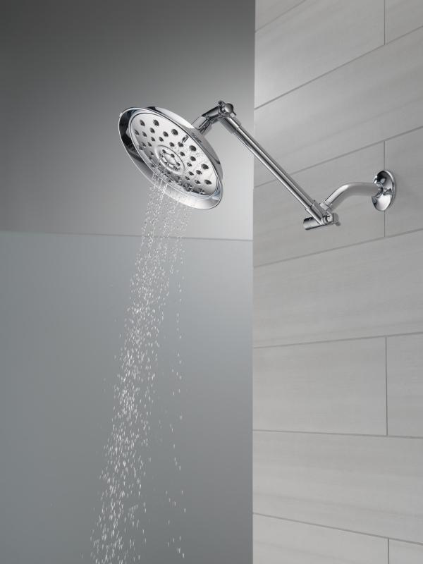 DELTA Universal Showering Components Bell Shower Head with Adjustable Arm Extender — Chrome
