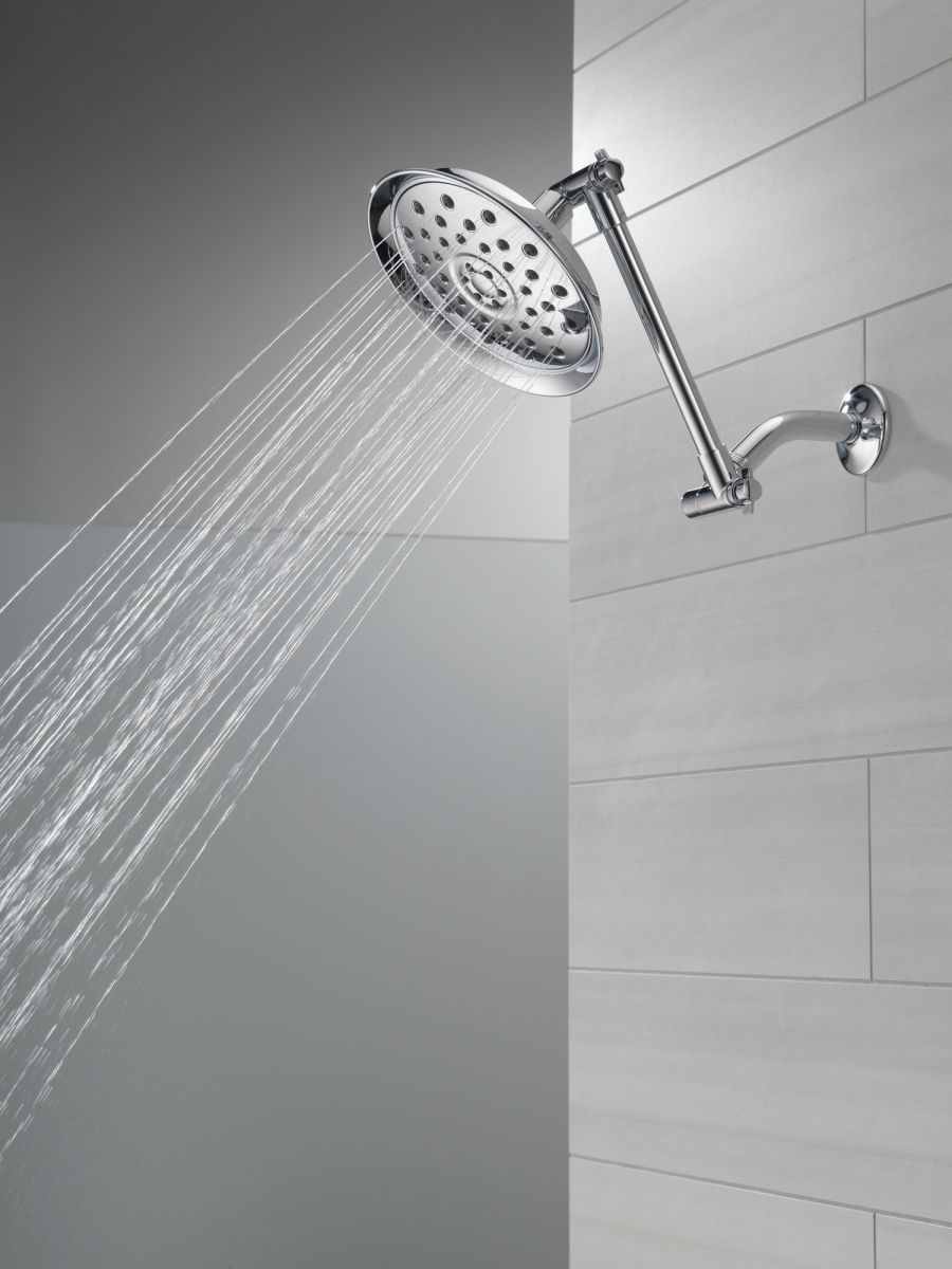 DELTA Universal Showering Components Bell Shower Head with Adjustable Arm Extender — Chrome
