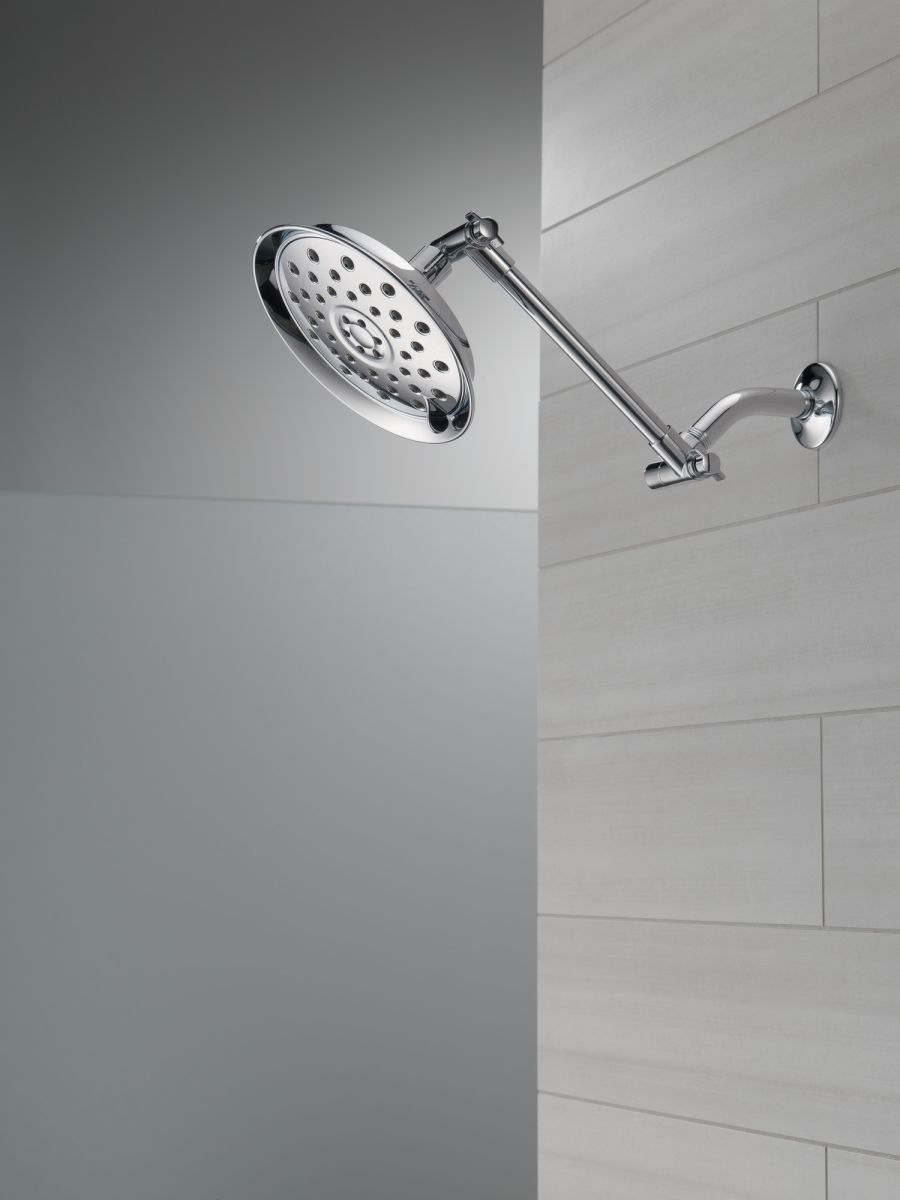 DELTA Universal Showering Components Shower Head with Adjustable Arm — Chrome