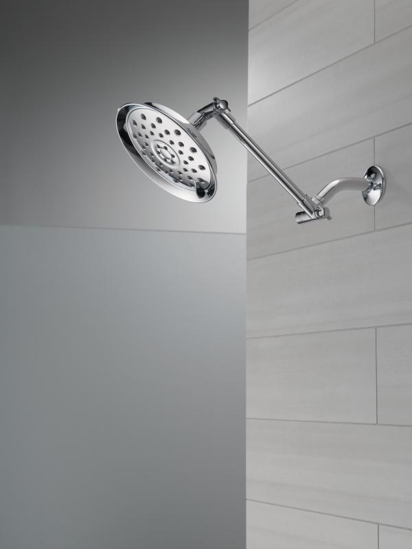 DELTA Universal Showering Components Shower Head with Adjustable Arm — Chrome
