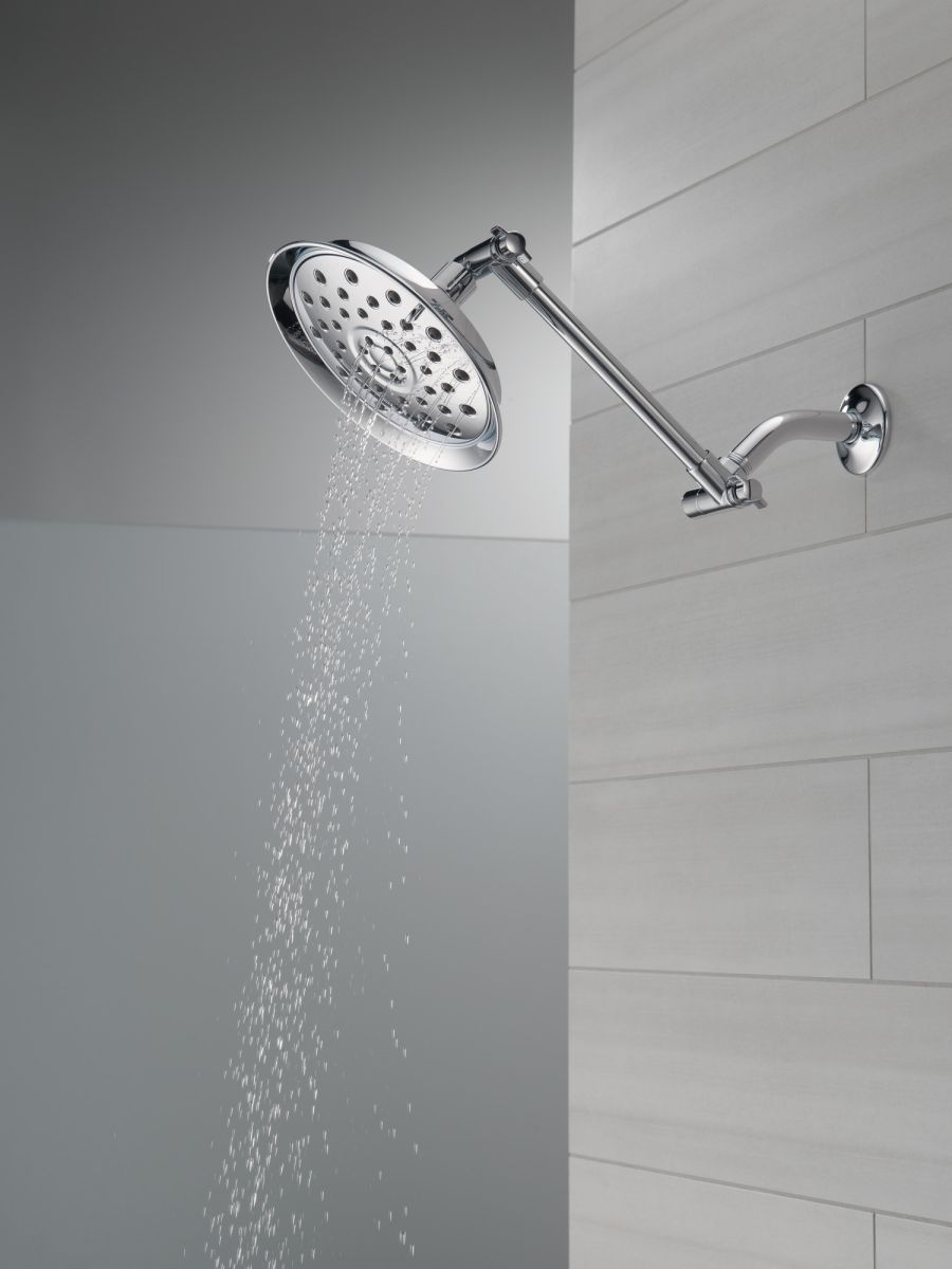 DELTA Universal Showering Components Shower Head with Adjustable Arm — Chrome