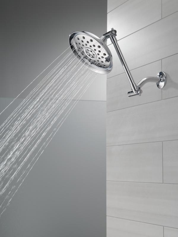 DELTA Universal Showering Components Shower Head with Adjustable Arm — Chrome