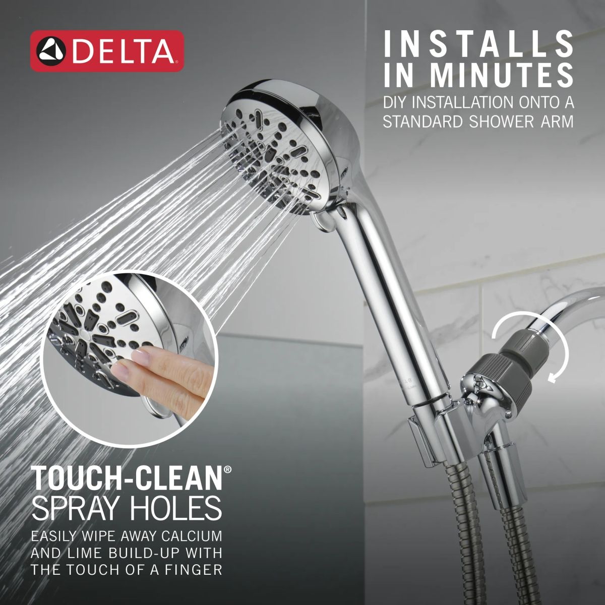 DELTA Universal Showering Components 4-Setting Hand Shower — Chrome