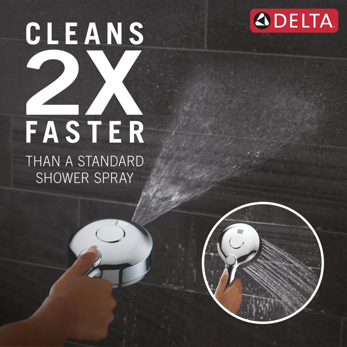 DELTA Universal Showering Components 5-Setting HydroRain with ProClean — Chrome