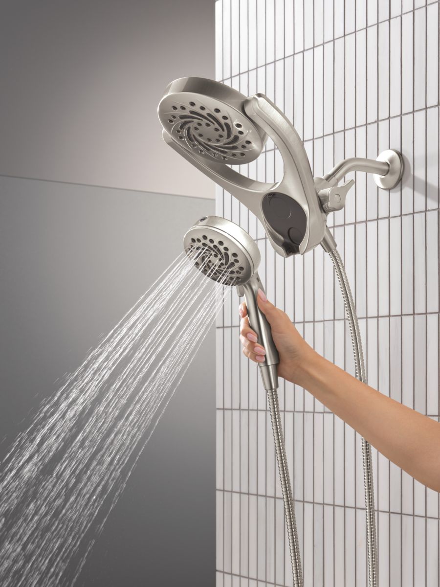 DELTA Universal Showering Components 5-Setting HydroRain with ProClean — Spotshield Brushed Nickel