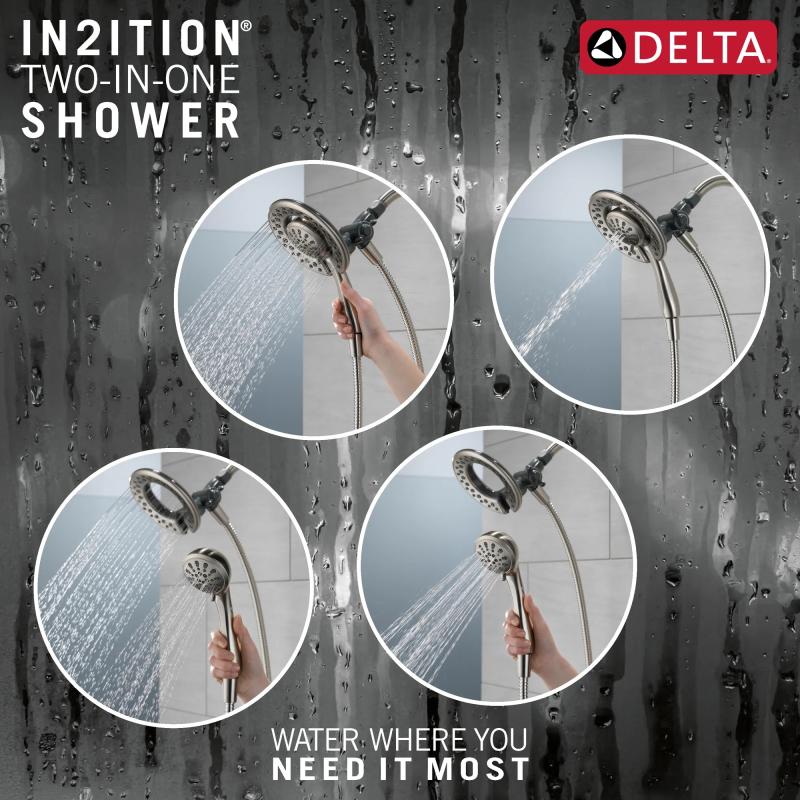 DELTA Universal Showering Components 4-Setting In2ition — Spotshield Brushed Nickel
