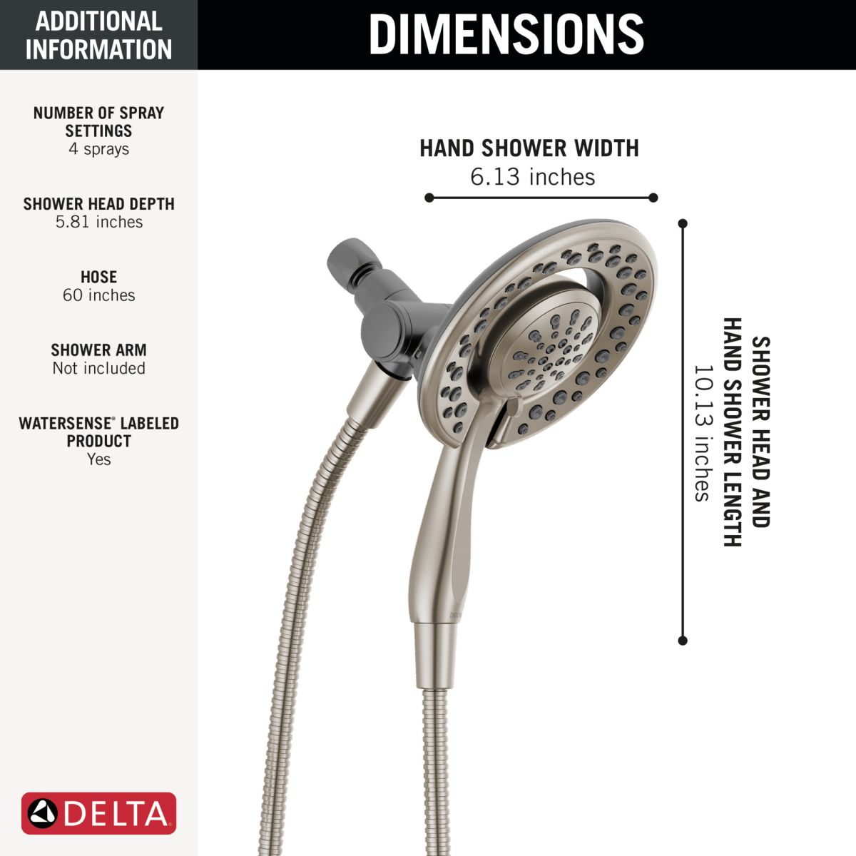 DELTA Universal Showering Components 4-Setting In2ition — Spotshield Brushed Nickel