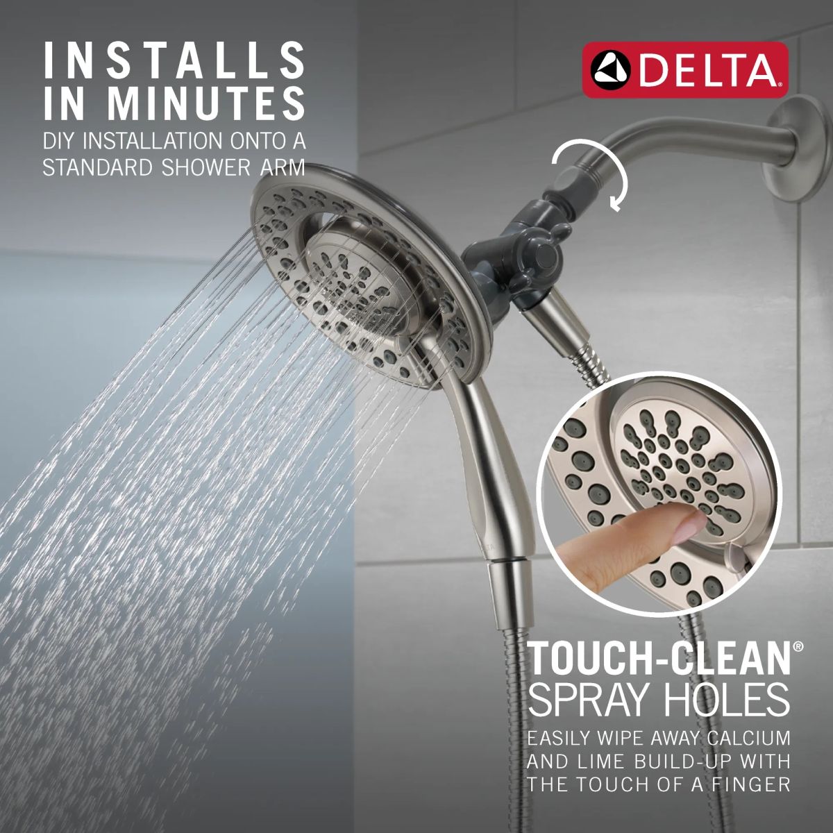 DELTA Universal Showering Components 4-Setting In2ition — Spotshield Brushed Nickel